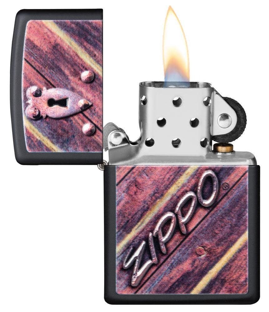 Zippo Lock Design, 3D Texturing, Black Matte Windproof Lighter #29986