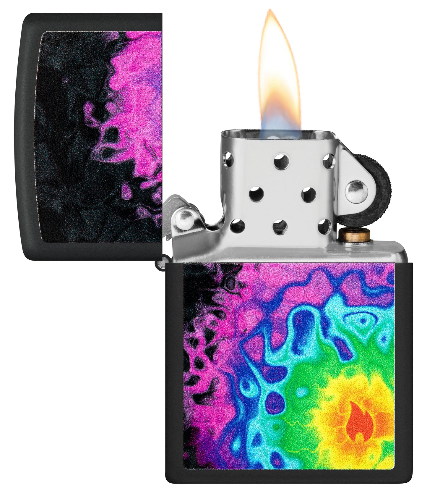 Zippo Flame Logo Design, Black Matte Lighter #48733