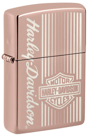 Zippo Harley Davidson Laser Engraved, High Polish Rose Gold Lighter #48992