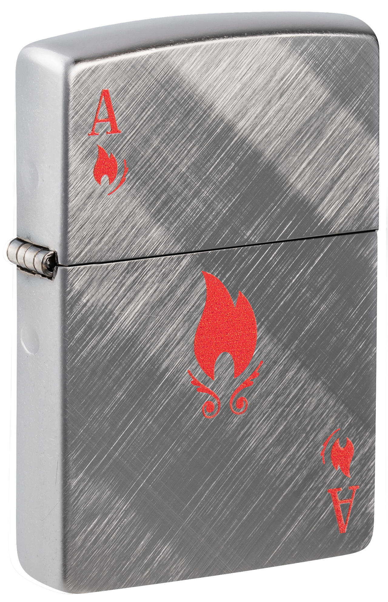 Zippo Ace of Flames Card, Diagonal Weave Finish Lighter #48451