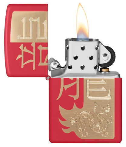 Zippo Year of the Dragon, Red Matte Laser Engrave Lighter #48769