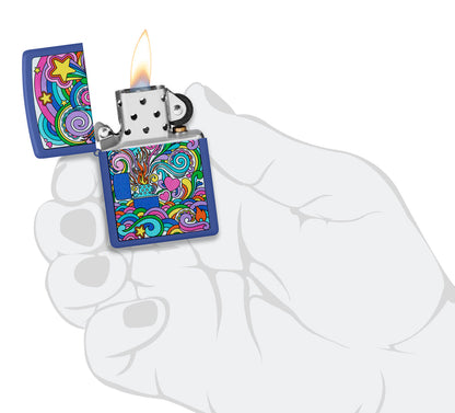 Zippo Abstract Zippo Design. Royal Blue Matte Lighter #48955