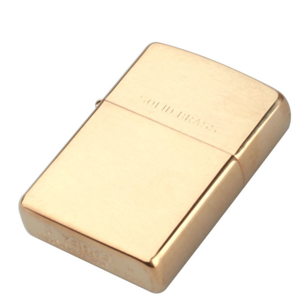 Zippo Solid Brass Engraved, Brushed Brass Finish, Genuine Windproof Lighter #204