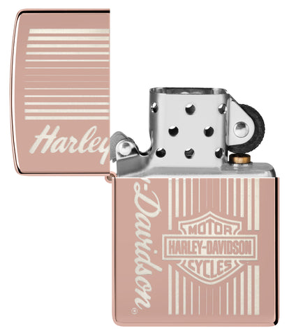 Zippo Harley Davidson Laser Engraved, High Polish Rose Gold Lighter #48992