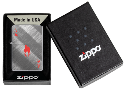 Zippo Ace of Flames Card, Diagonal Weave Finish Lighter #48451