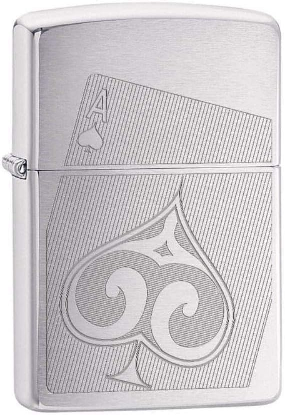 Zippo Aces of Spades Design, Brushed Chrome Lighter #29685