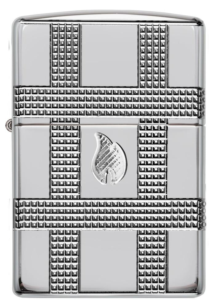 Zippo Geometric Design, High Polish Chrome Finish Armor Lighter #49079