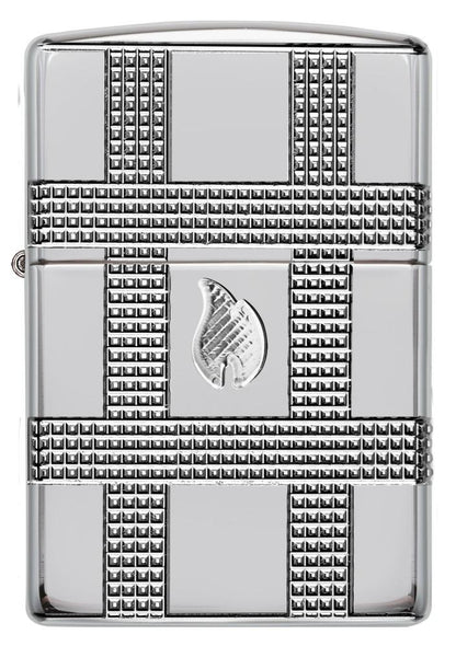 Zippo Geometric Design, High Polish Chrome Finish Armor Lighter #49079