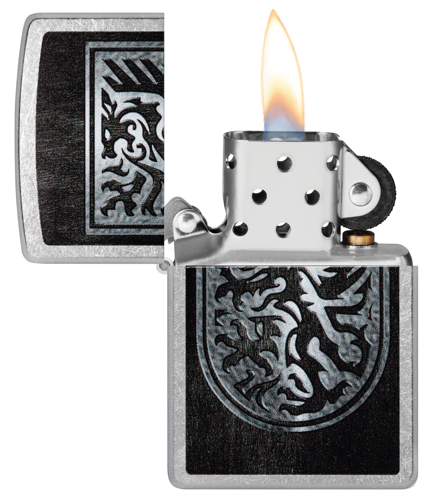 Zippo Medieval Dragon Logo, Street Chrome Lighter #48730