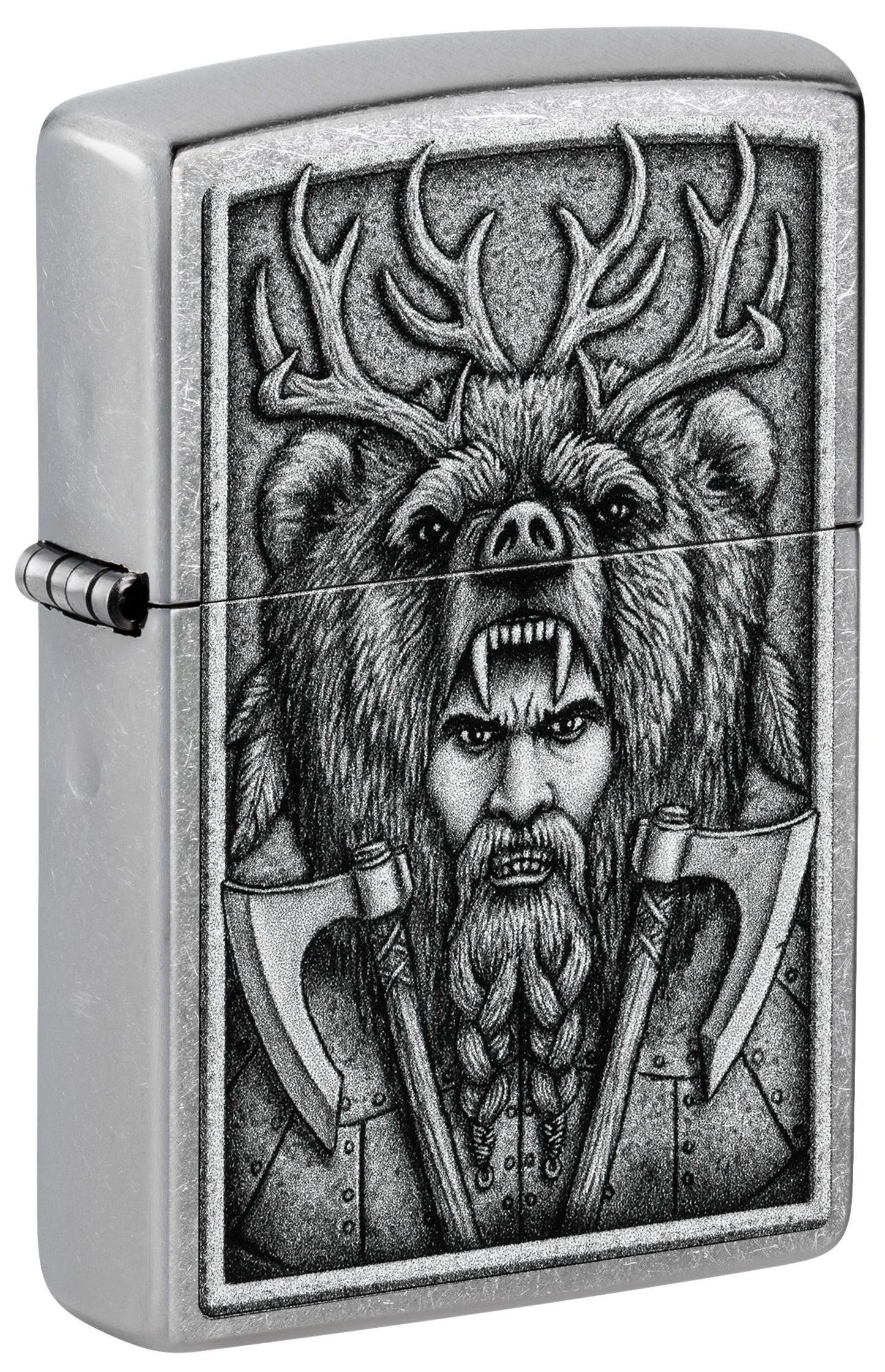 Zippo Viking Hunter Design, Street Chrome Lighter #48731