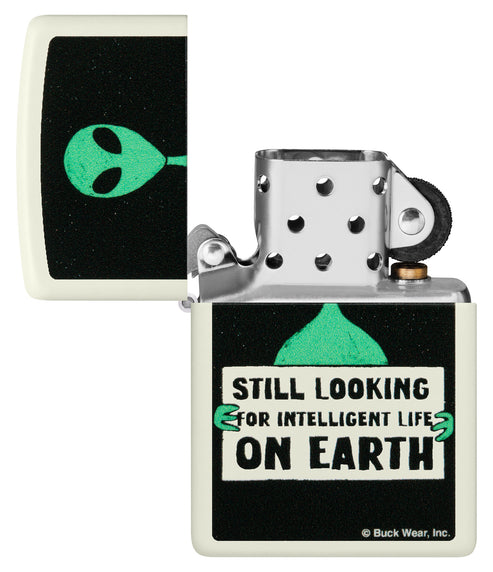 Zippo Buck Wear Alien Sign Glow-in-the-Dark Lighter #46092