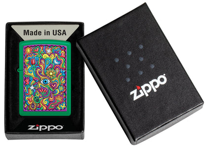 Zippo Trippy Design, Grass Green Matte Lighter #48957