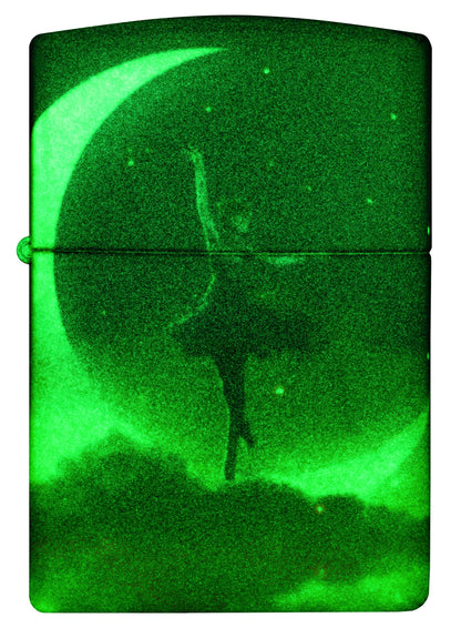 Zippo Ballerina on the Moon, Glow-in-the-Dark Green 540 Color Lighter #48781