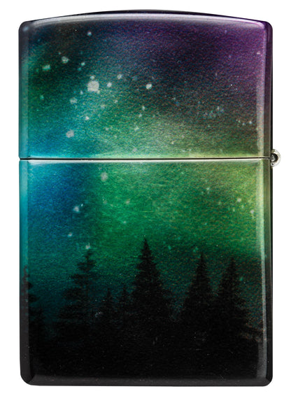 Zippo Aurora Borealis Design, 540 Tumbled Chrome Fusion Lighter #48771