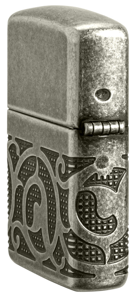 Zippo Pattern Design, Armor Antique Silver MultiCut Lighter #49290