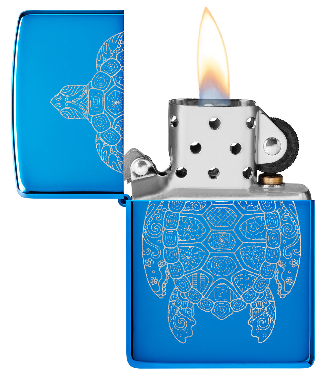 Zippo Zen Turtle Design, High Polish Blue Lighter #46177