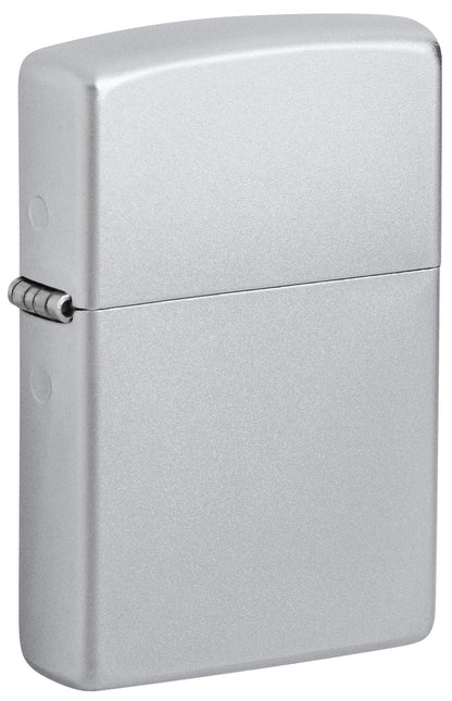 Zippo Satin Chrome Lighter & Black Clip-On Leather Pouch Gift Box Set