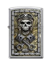 Zippo Rick Rietveld Steampunk Skull, Satin Chrome Collectible Lighter #46415