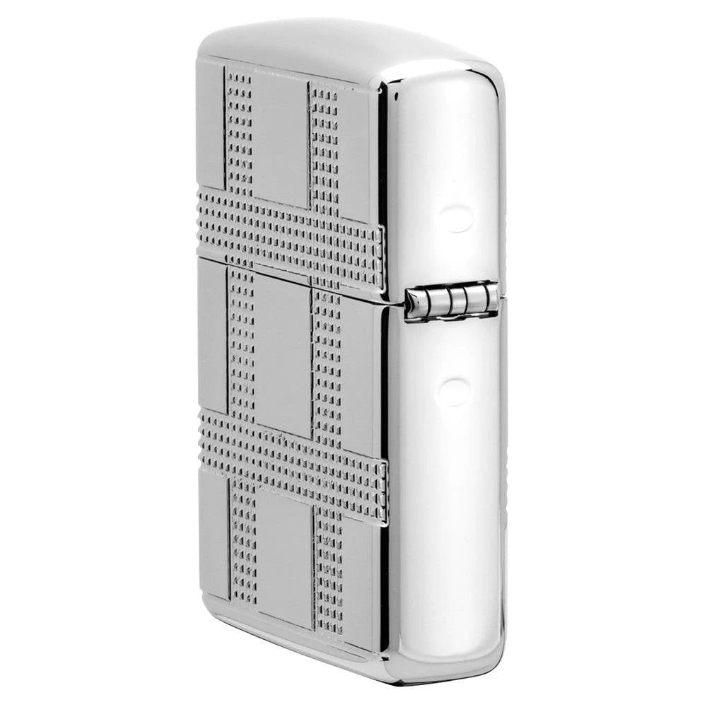 Zippo Geometric Design, High Polish Chrome Finish Armor Lighter #49079