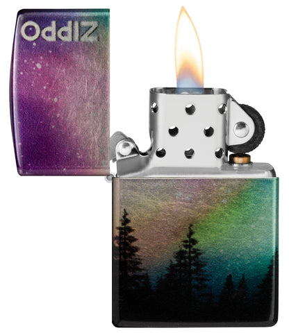 Zippo Aurora Borealis Design, 540 Tumbled Chrome Fusion Lighter #48771