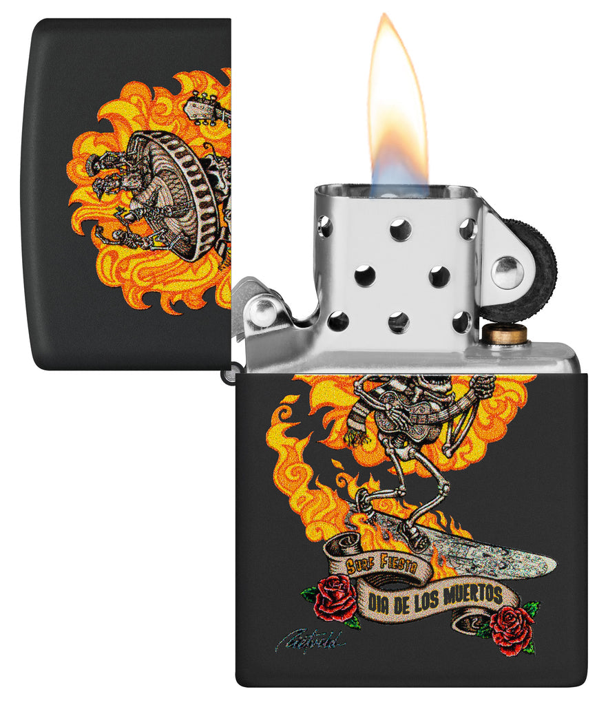 Zippo Rick Rietveld Mariachi Surfing, Black Matte Lighter #48954