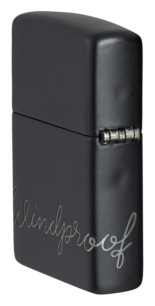 Zippo Windproof Script Laser Engraved 360 Design, Black Matte #48979