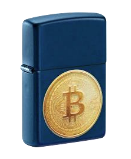 Zippo Bitcoin Crypto Symbol, Navy Matte Lighter #48068