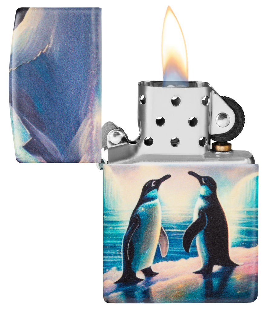 Zippo Penguin Design, 540 Color Glow In The Dark Lighter #46014