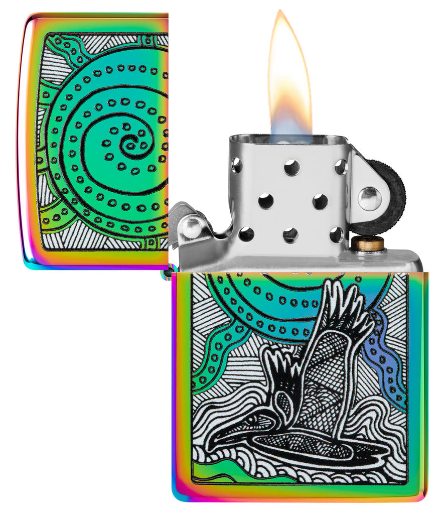 Zippo John Smith Gumbula Aboriginal Art Soaring Bird, Multi Color Lighter #48964