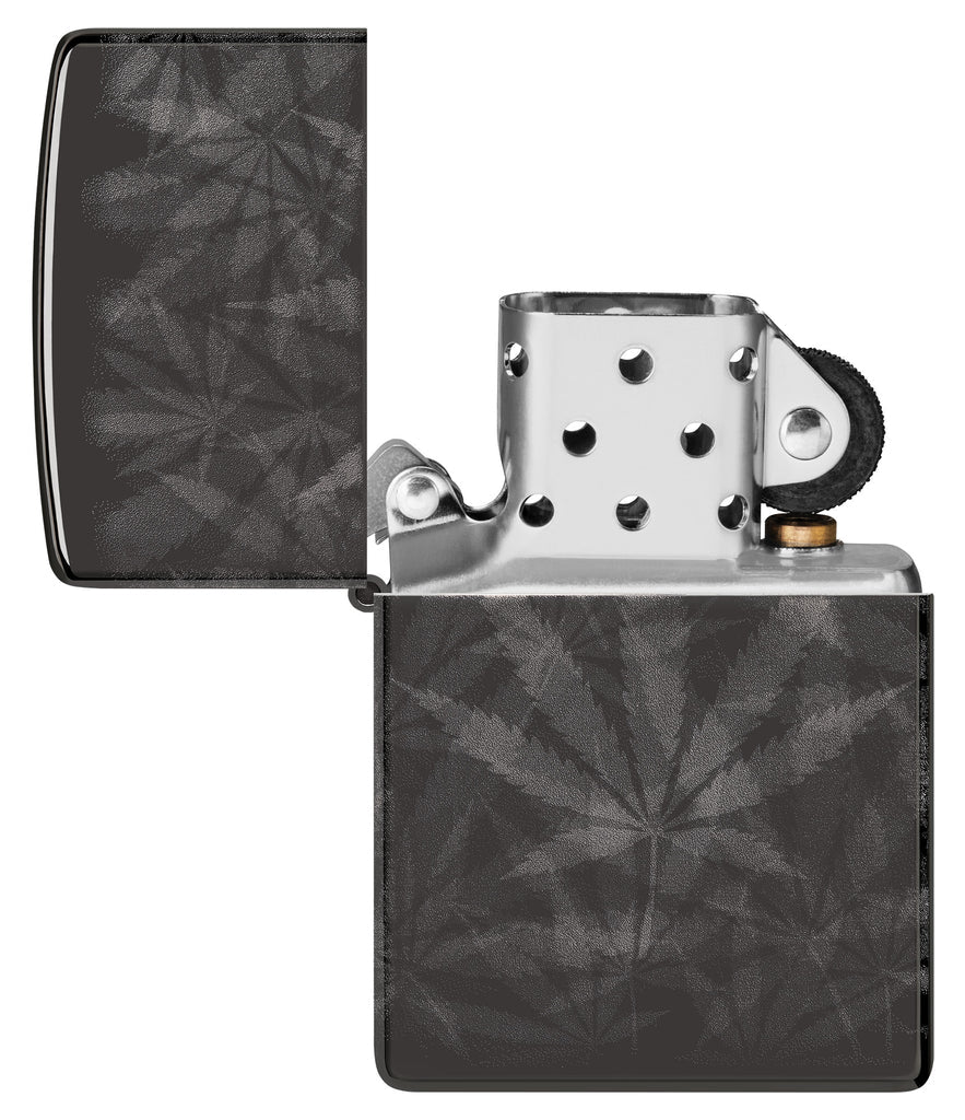 Zippo Cannabis 360 Design, High Polish Black Lighter #48924