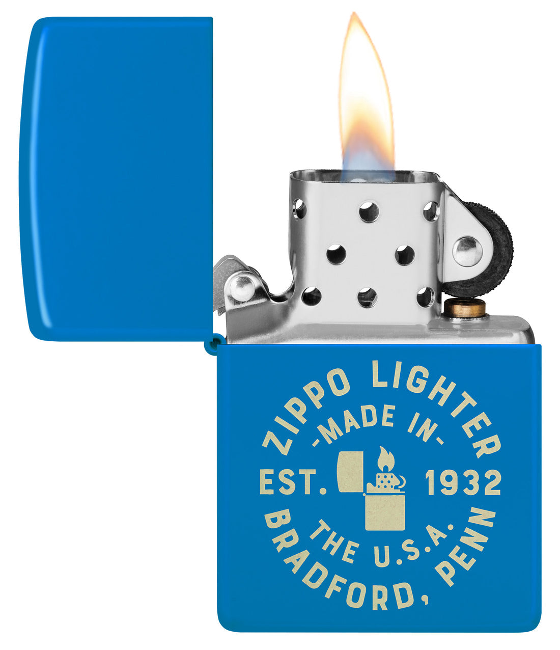 Zippo Seal Laser Engraved Design, Sky Blue Matte Lighter #46173