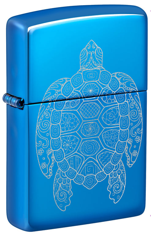 Zippo Zen Turtle Design, High Polish Blue Lighter #46177