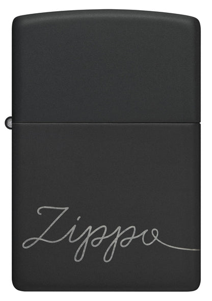 Zippo Windproof Script Laser Engraved 360 Design, Black Matte #48979