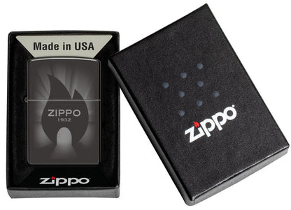 Zippo Radiant Zippo Flame Logo, High Polish Black Lighter #46175