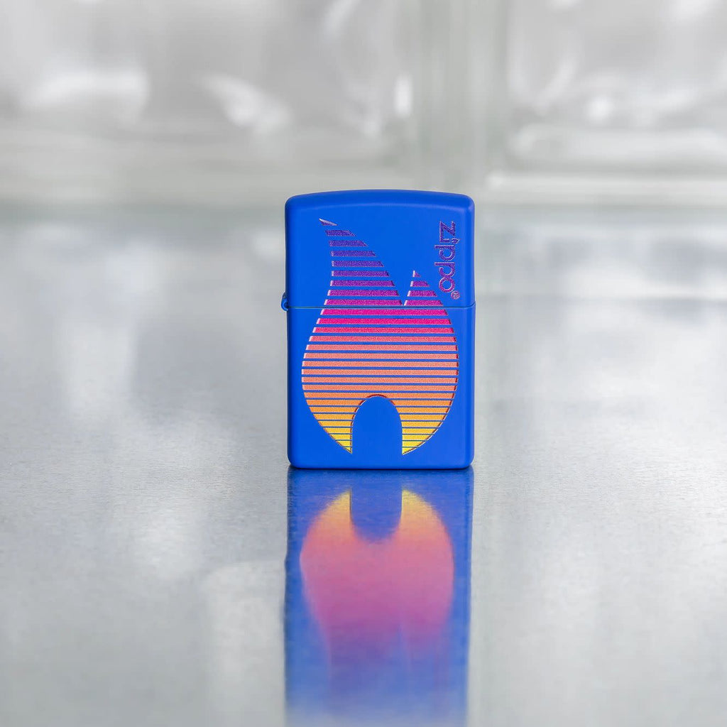 Zippo Vibrant Retro Logo Design, Royal Blue Matte Lighter #48996