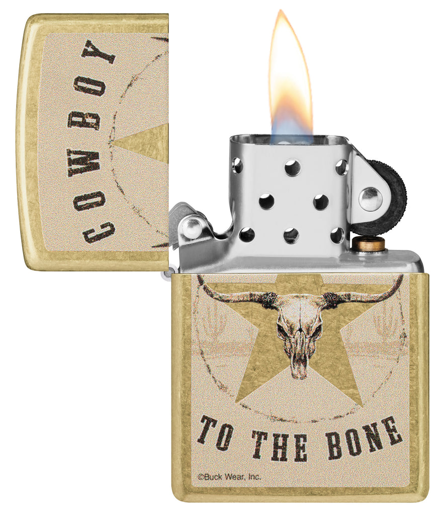 Zippo Buck Wear Cowboy To The Bone, Street Brass Lighter #48937