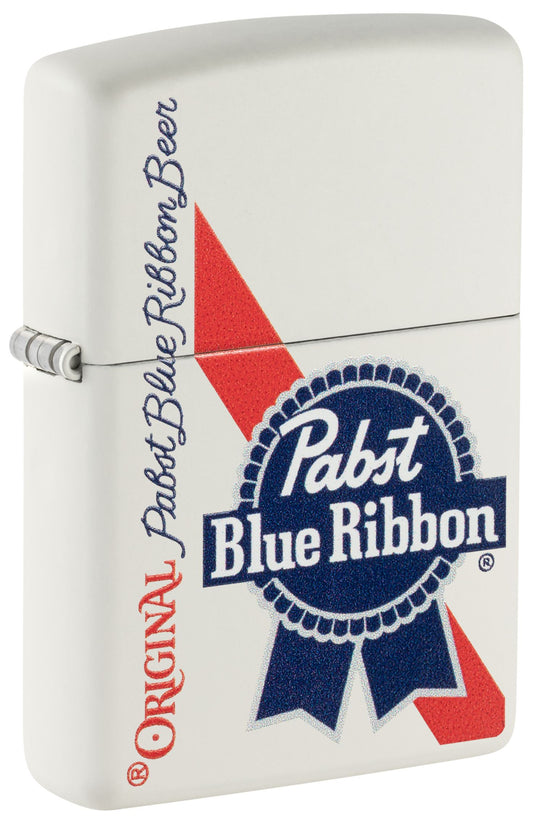 Zippo Pabst Blue Ribbon Beer, White Matte Color Image Lighter #48746