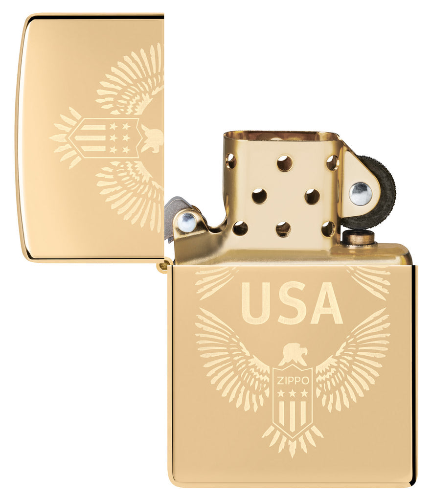 Zippo USA Patriotic Design, High Polish Brass Lighter #48915