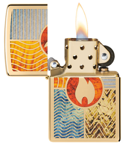 Zippo Realtree Elements Design with Logo, High Polish Brass Fusion Lighter #48729