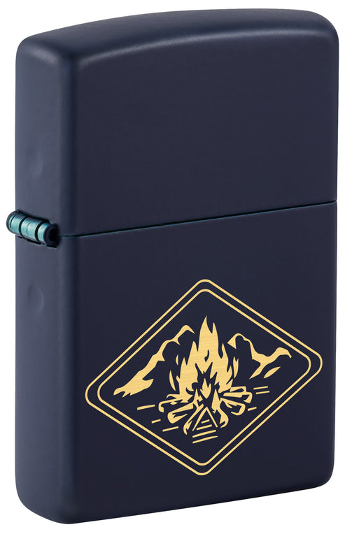 Zippo Campfire Laser Engrave Design, Navy Matte Lighter #46174