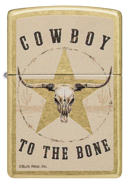 Zippo Buck Wear Cowboy To The Bone, Street Brass Lighter #48937