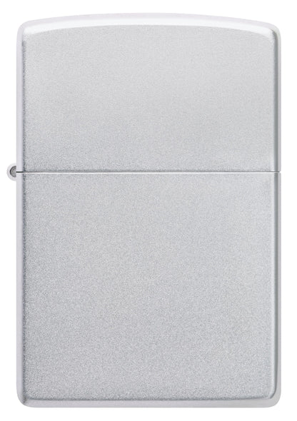 Zippo Satin Chrome Lighter & Black Clip-On Leather Pouch Gift Box Set