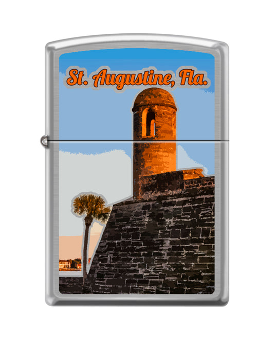 Zippo St. Augustine Florida National Monument Brushed Chrome Lighter #200-084339