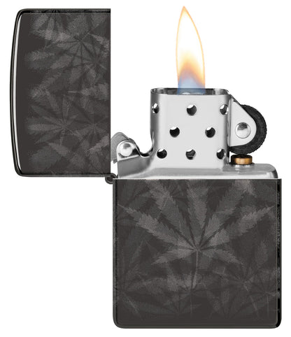 Zippo Cannabis 360 Design, High Polish Black Lighter #48924