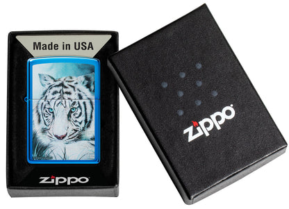 Zippo Carol Cavalaris White Tiger, High Polish Blue Lighter #48951