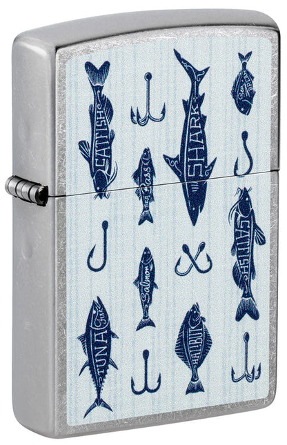 Zippo Off the Hook Fishing Design, Street Chrome Finish Lighter #46719