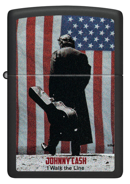 Zippo Johnny Cash I Walk The Line USA Design, Black Matte Lighter #46166