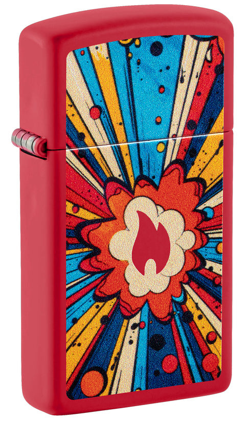 Zippo Comic Blast Design, Slim Red Matte Finish Lighter #46716