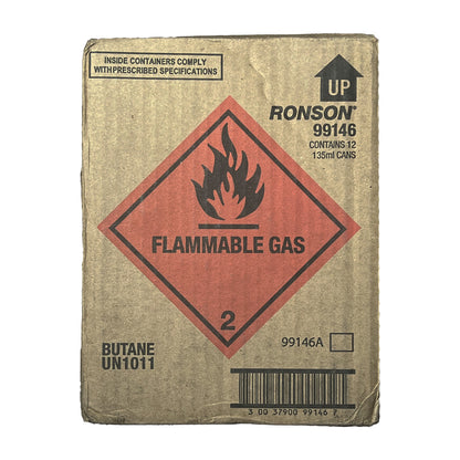 Ronson Butane Fuel Cans, 135ml/76g, 12-PACK #99146