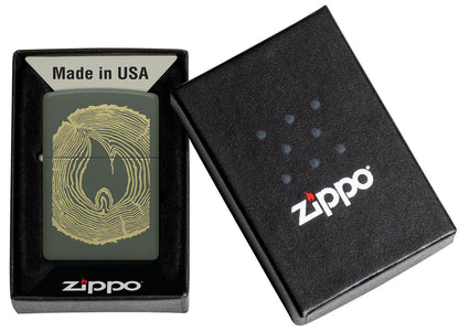 Zippo Wood Ring Design, Green Matte Lighter #48959